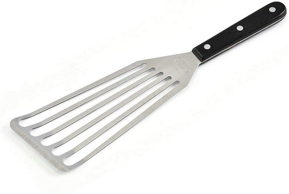 GuDoQi Fish Slice Set, 2 Pieces (32cm & 28cm), Professional Pancake spatula, Wooden Handle, Stainless Steel Fish Slice - Image 5