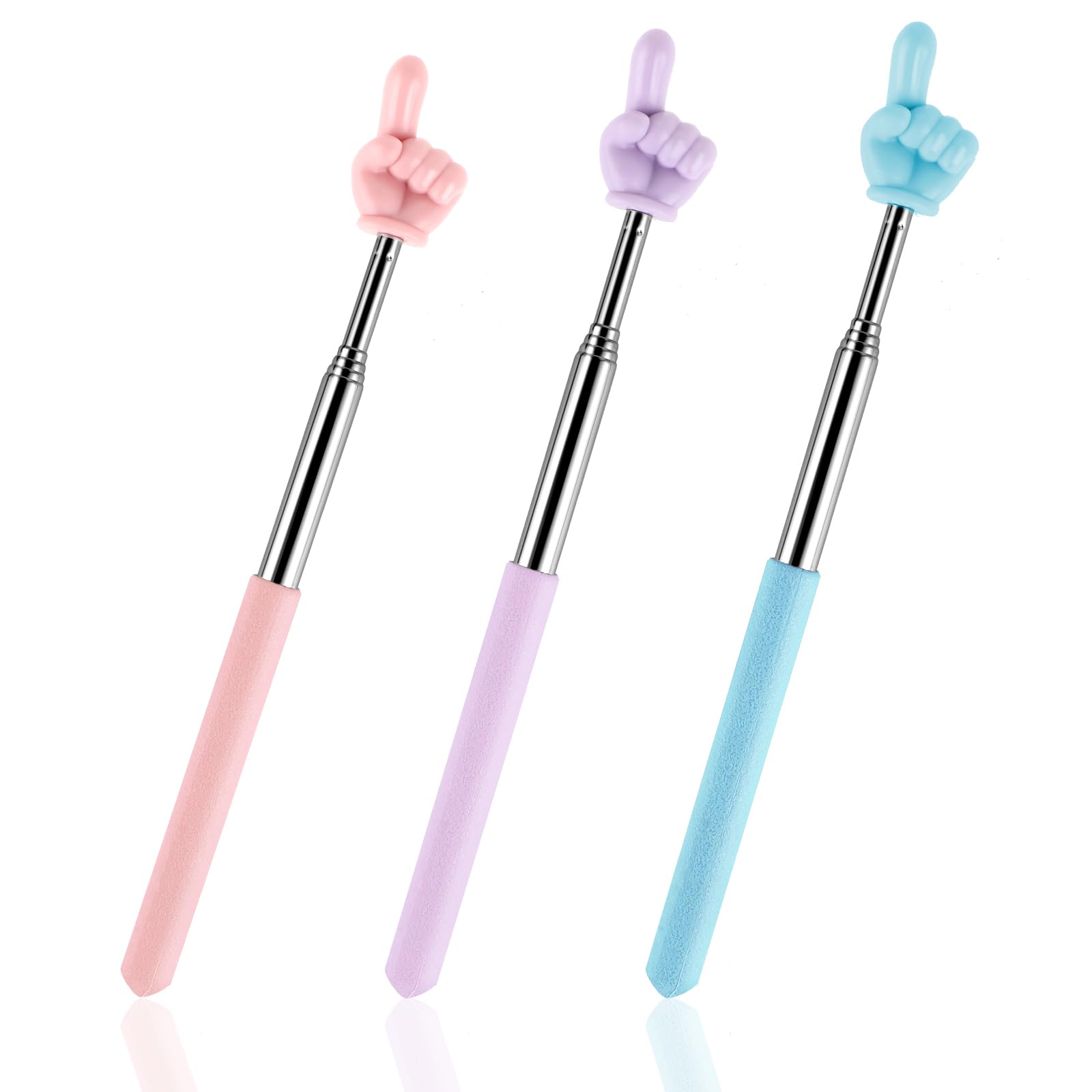3 Pcs Telescopic Teachers Pointer Mini Retractable Teacher Pointer Stick Extendable Hand Pointer Finger Pointer Stick for Teacher Classroom Teacher Aids (Blue Pink Purple)