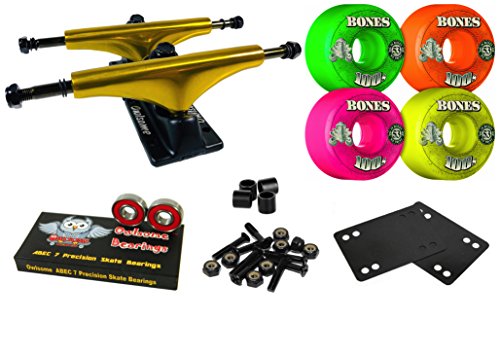 Owlsome 5.25 Metallic Gold/Black Aluminum Skateboard Trucks 