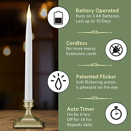 612 Vermont Battery Operated LED Window Candles with Timer (6 on/18 Off