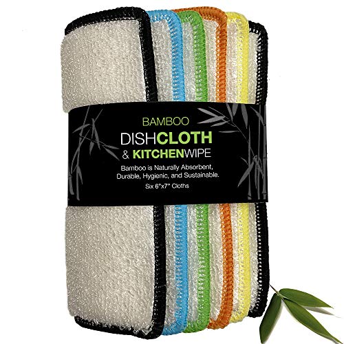 Whiff-Bamboo-Dishcloths-Kitchen-Cloths-Sustainable-Scrubbing-Power-Naturally-Hygienic-Washable-Absorbent-Durable-Reusable-Cleaning-Essentical-Dish-Rags-Replace-Your-Sponge-BDC6X7inch