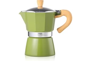 Bincoo Espresso Maker Stovetop - Small Camping Moka Pot 1-2 Espresso Cup/120ML,Stove Top Espresso Pot Italian Coffee Maker,Easy to Use (Green)