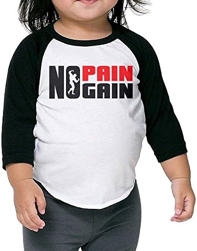 Saroyan No Pain No Gain Toddler Raglan T-Shirts Baseball Tee 3/4 Sleeve 4 Toddler