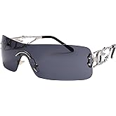 SENMARIES Rimless Y2k Sunglasses For Women Men Rectangle Vintage glasses Fashion Flame Metal Sunglass Frameless Retro Eyewear