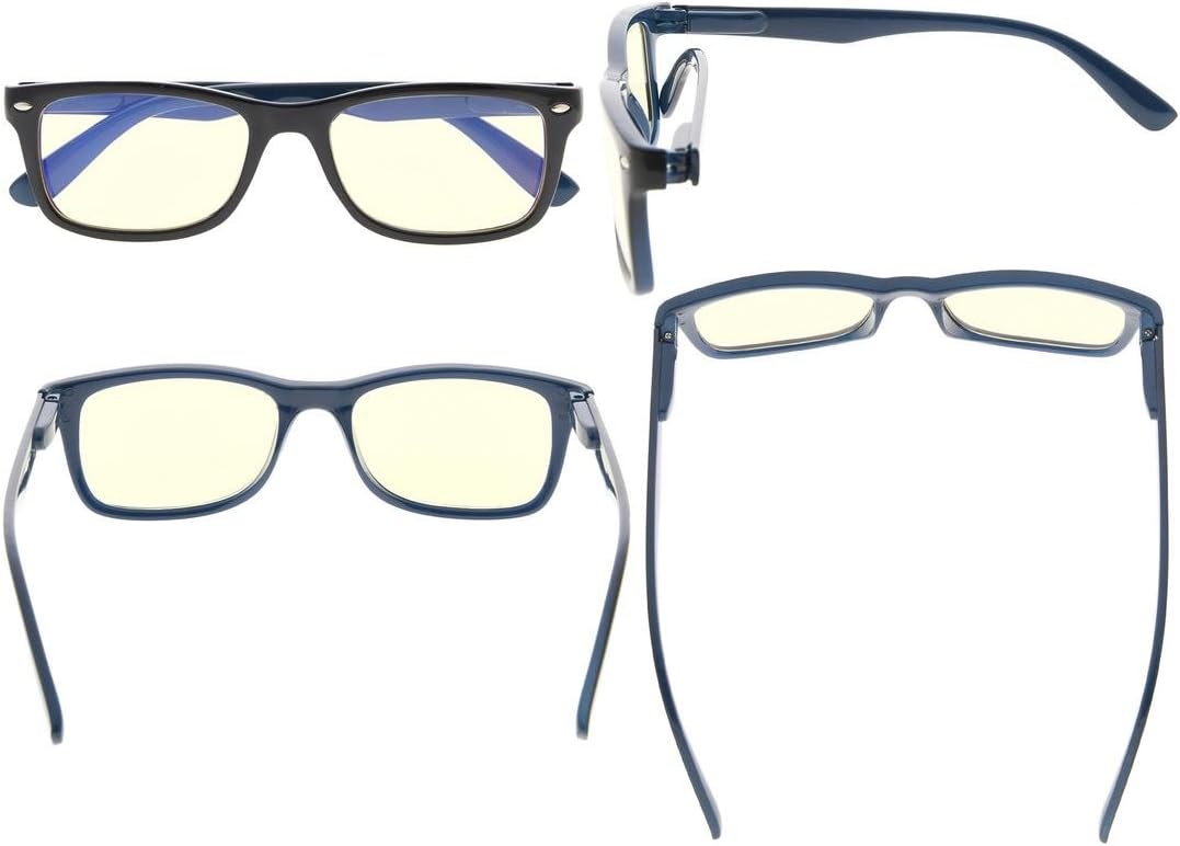 Eyekepper Computer Reading Glasses,UV Protection, Anti Glare,Anti-Reflective Computer Readers (Black Blue, Yellow Tinted Lenses) +1.0 - Image 3