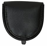 Black Genuine Leather Horseshoe Coin Change Pocket Hard Holder Purse NEW