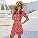 Women’s Short Sleeve Bodycon Mini Dress,Ladies Floral Printing Square Neck Summer Sheath Sundressthumb 3