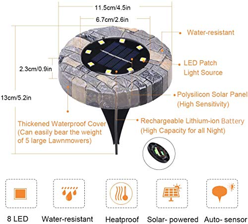 Solar Bodenleuchten, 8 LED Solarleuchten Gartenbeleuchtung, Warmweiß Solarlicht Solarbodenstrahler, IP65 wasserdicht… – Bild 3
