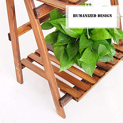 Plant Stand 3 Tier Wooden Ladder Bookshelf Bookcase Standing Shelving Unit Leaning Wall Shelves Storage Shelves Display Rack Kitchen Herb Garden Flower Pot Flower Display Stand