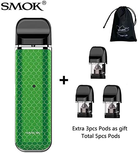 SMOK Novo Kit Built-in 450mAh Battery 2ml Refillable Pod System Come with Extra 3pcs Novo Pods Vape Pen Starter Kit no Nicotine (Green Cobra)