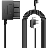 AZDOME Type C Port OBD Hardwire Kit for Dash Cam, Easy to Install, Support Parking Mode, 11FT 12V-24V to 5V Power Cable for Car Camera with Type C Port, Low Voltage Protection (Matte Black)