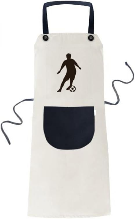 Amazon サッカーのスポーツのシルエット 料理のキッチンベージュの調節可能な前掛けエプロンのポケットは 女性が男性のシェフ ギフト エプロン オンライン通販