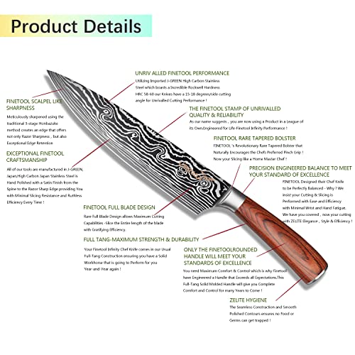 VINNAR Chef knives Sets, 8 Pieces Japanese Professional Chef Knife Set, High Carbon Stainless Steel with Pakkawood Handle, Sharpest Cooking Knives, Best Choice for Home Kitchen and Restaurant