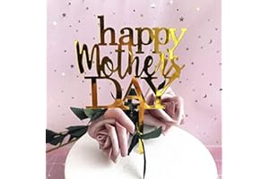 GIGA GUD 6 pcs Happy Mother's Day Cake Topper Cake topper Acrylic Mirror Decorative Party Cake Decoration for Mother's Day(Letter Gold)
