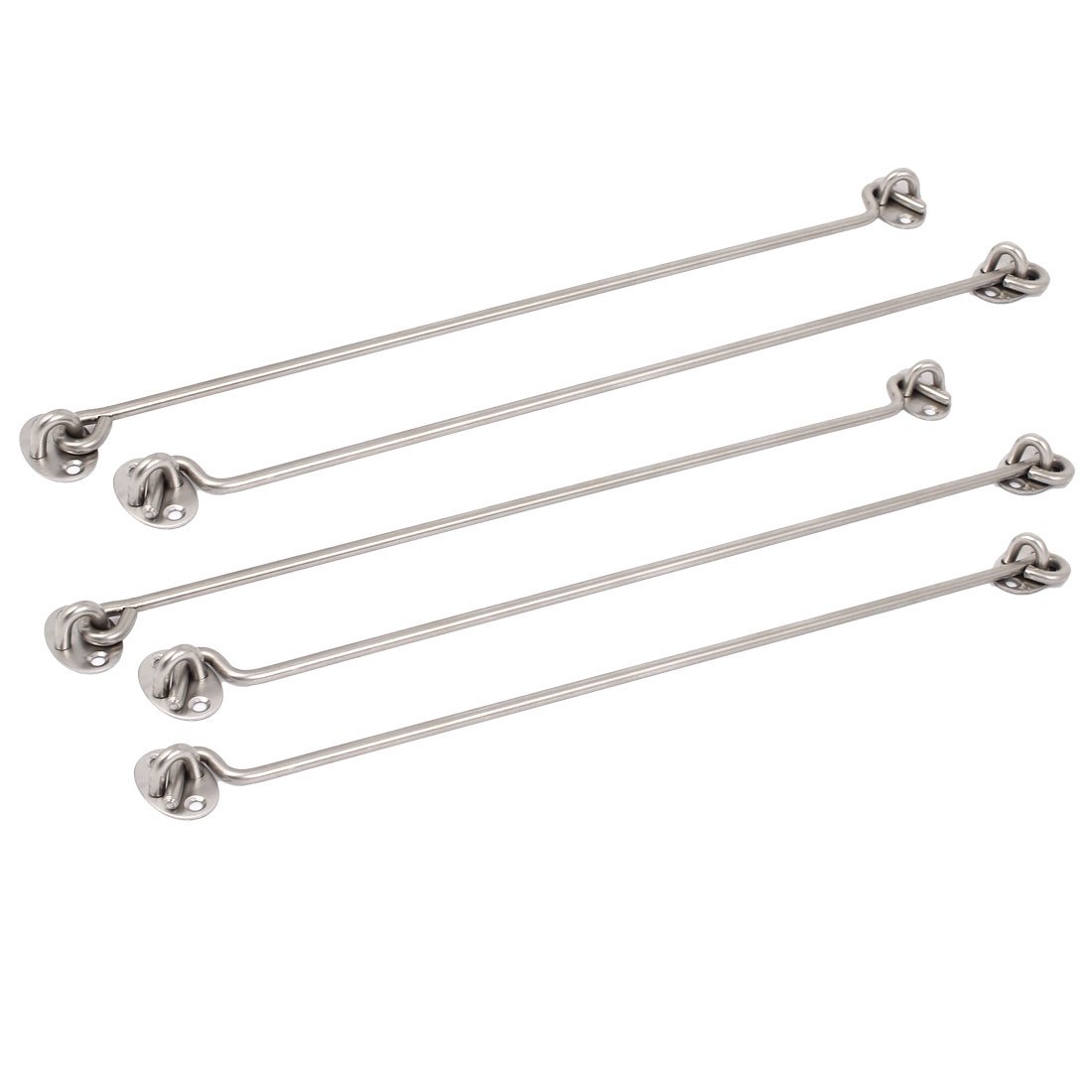 sourcingmap 400mm Stainless Steel Cabin Hooks Eye Latch Door Gate Swivel Window Hook with Mounting Screws 5pcs