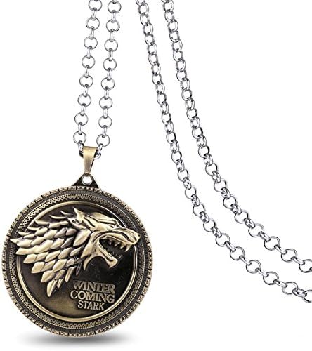 Game Of Thrones Inspired Stark Wolf Chain Necklace Bronze Coin Pendant FAST SHIPPING US