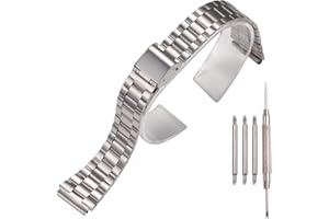 XBDSW 18mm Stainless Steel Replacement Watchband Compatible with Casio F-108WH AE1200WH A168WA A158WA LA670WGA A700W Women's and Men's Watch Accessories