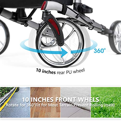 OasisSpace Walker, Armret Rollator Walker with 10” Metal Front Wheels