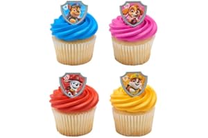 GÉNERIC 24 Paw Patrol Reporting for Duty Cupcake Rings Toppers Decorations Chase Marshall Skye Rubble