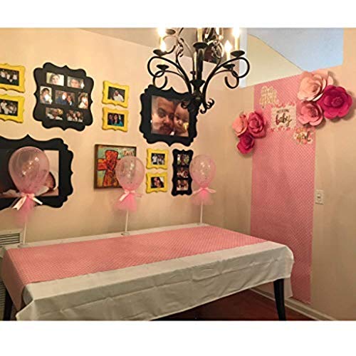 Formemory 3 Pack Pink Latex Tulle Polka Dot Balloons, Tutu Tulle Balloons With Column Base Kit for Birthday Party Baby Shower Engagement Wedding