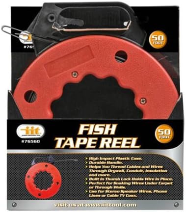 Electrician'S Fish Tape Reel 50' High Impact Case For Electric Or Communication Wire Puller