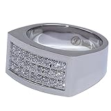 Mens Stainless Steel Hip-Hop ICED OUT CZ Band 3 ROW Bling Style Pinky Ring
