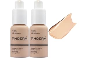 MEIFEN 2 Pack PHOERA Foundation, Flawless Soft Matte 24HR Oil Control Full Coverage Foundation Makeup for Women.102 Nude-30ml