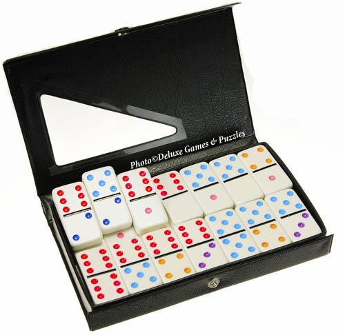 Dominoes Tournament Size, Double 6 Set _ with Color Dots