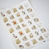 Luck Peter Rabbit Themed Sticker Sheet - 35 Square Stickers - Beatrix Potter