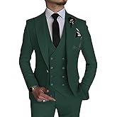 Men's 3 Piece Suit Slim Fit Classic One Button Suit for Men Groomsmen Business Prom Double Breasted Vest Blazer Tuxedo