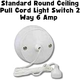 Invero Standard Round Ceiling Pull Cord Light Switch 2 Way 6 Amp White view 2