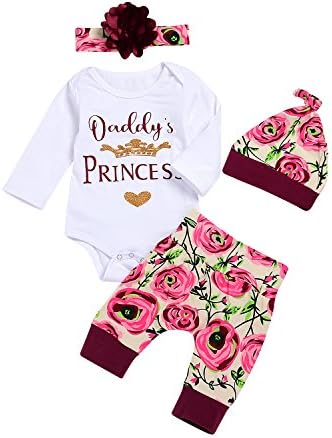 AIYOUVE Newborn Girls Clothes Baby Romper Outfit Floral Pants Set Long Sleeve Winter Clothing (80(3-6M), Floral)