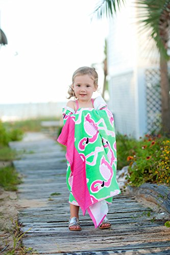 VIV & LOU High Fashion Print Beach Towel can be Personalized or Monogrammed (Flamingle)