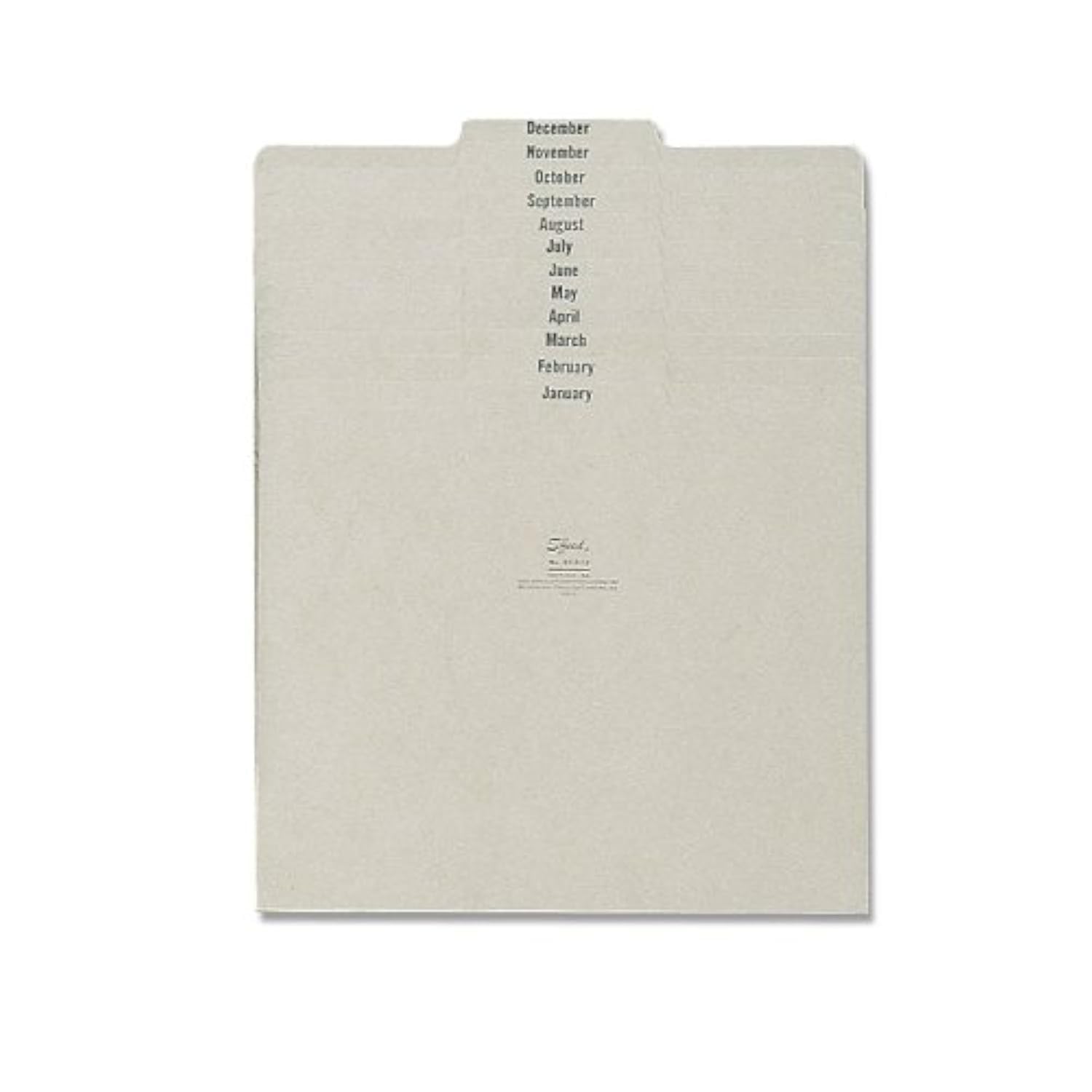 Smead Pressboard Guides, 1/3-Cut Tab Center Position (Jan-Dec), Letter Size, Gray/Green, Set of 12 (50365)