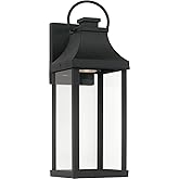 Capital Lighting 946411BK-GL Bradford Night Sky Clear Glass Rectangular Outdoor Wall Lantern, 1-Light 7 Watt, 17" H x 6" W, B