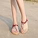 Wollanlily Women Summer Beach Bohemia Flat Sandals Rhinestones T Strap Ankle Strap Flip-Flop Thong Shoes Red-01 US 8