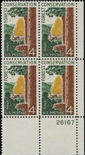 FOREST CONSERVATION #1122 Plate Block of 4 x 4 US Postage Stamps