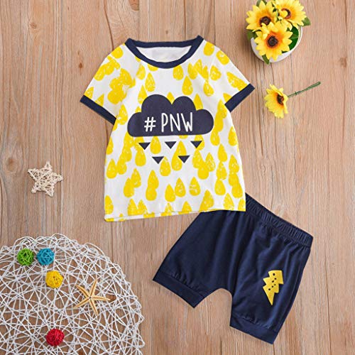 Romper Bodysuit Toddler Girl,Newborn Infant Baby Boys Girls Short Sleeve Cartoon Tops Shirt+Pants Outfits Set,Girls' Underwear,Yellow,100