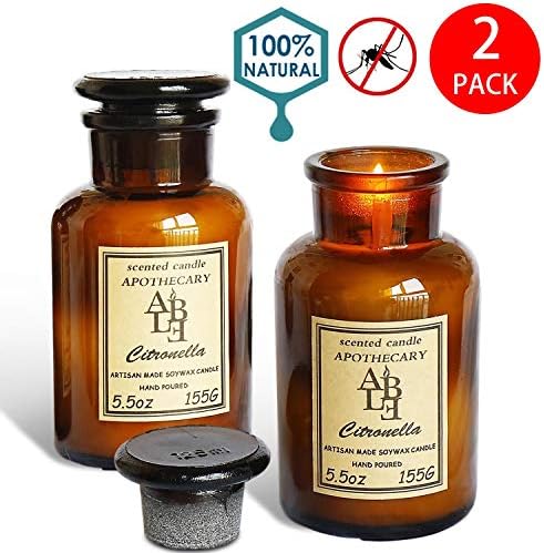 XYUT Set of 2 Citronella Candles Apothecary Collection Soy Wax Blend Candle in Glass Jar, 5.5 Ounce