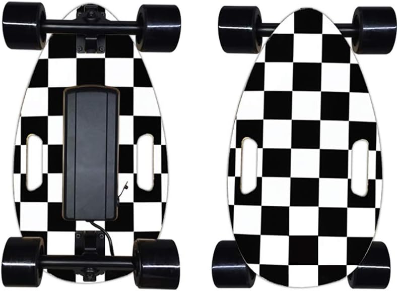 FATSW Mini Electric Skateboard with Wireless Remote Control, 15.5 MPH Top Speed, 9.5 Miles Range 7 Layers Maple for Child Youth Adults Street, All-Terrain, Black White