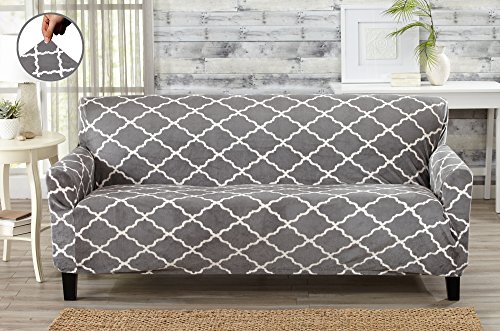 Modern velvet plush strapless slipcover. form fit stretch, stylis…