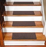 StepBasic Non-Slip Rubber Backing Resistant Carpet Stair Gripper Set of 7 - Brown ( 8.5