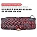 BlueFinger LED Gaming Keyboard,Mechanical Feeling USB Wired Computer Keyboard,114 Keys Letters Glow,3 Color Blue/Red/Purple Led Backlit Keyboard for Laptop PC Computer Game Work