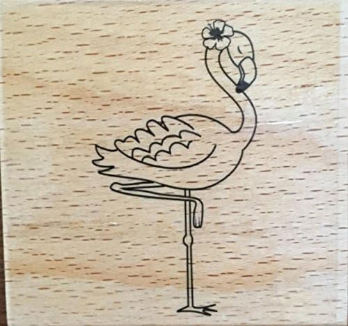 Flamingo Bird Rubber Stamp Wood Mounted 2.5" Square
