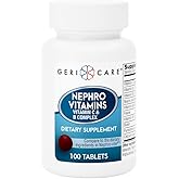 GeriCare Nephro Vitamin C &amp; B Complex Tablets, 100 Count &ndash; Daily Kidney Health &amp; Energy Support, Immune System Boost, Antioxidant Protection &amp; Metabolism Support (Pack of 1)