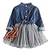 ExlinAlesha Girl Dress One Piece Tulle Tutu Princess Dress Long Sleeve Shirt Dress(Dark Blue,7T)