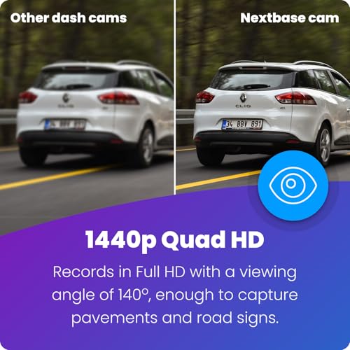 Nextbase 422GW Dash Cam Front - 1440p 2K Car Camera Dashcam - WiFi, GPS, Bluetooth, Night Vision, Parking Mode, Emergency SOS, G-Sensor, IPS Touch Screen - Includes Hardwire Kit, 64GB Micro SD & Case