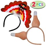 Thanksgiving Turkey Headband and Drumsticks Headband Combo Set Holiday Party Accessories (One Size Fit All)