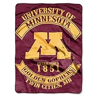 The Northwest Company Officially Licensed NCAA Minnesota Golden Gophers Rebel Royal Plush Raschel Throw Blanket, 60" x 80", Multi Color