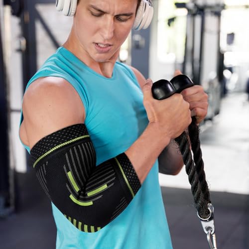 Elbow Compression Sleeve (1 pair),Elbow Brace for Tendonitis and Tennis Elbow,Elbow Support Golfers, Arthritis, Bursitis. Elbow Pain Relief,Weightlifting, Fit for Men & Women